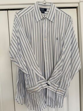 Polo by Ralph Lauren White Shirt with Blue Pinstripes